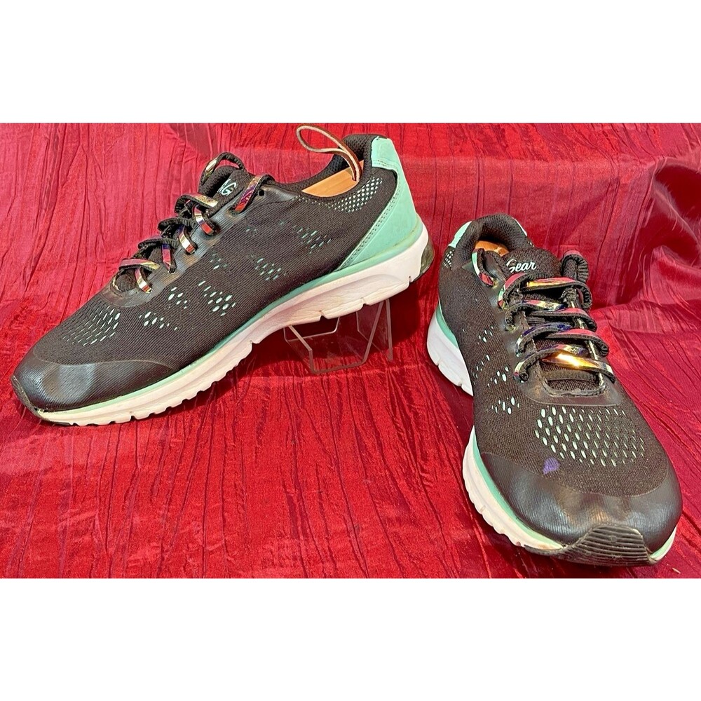 Womens LA Gear Mesh Black /Turquoise Sneakers Running Shoes sz 10